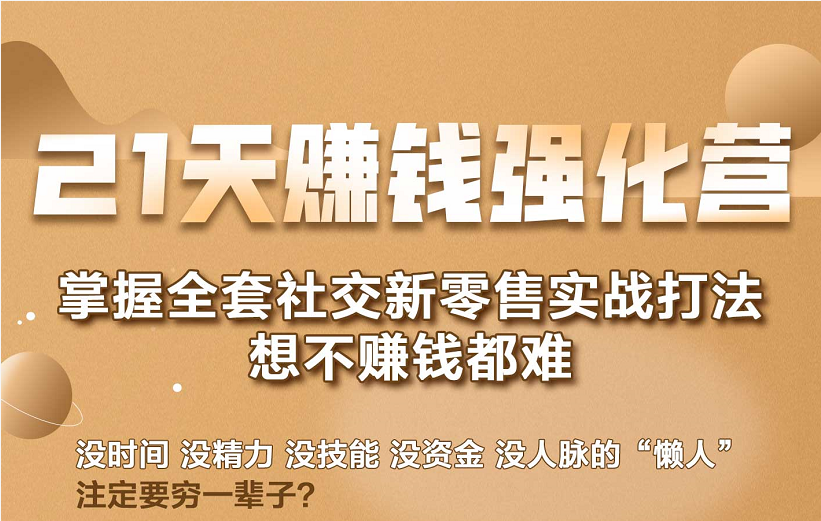 21天赚钱强化营，掌握全套社交新零售实战打法，赚回N倍学员-电脑资源自留地