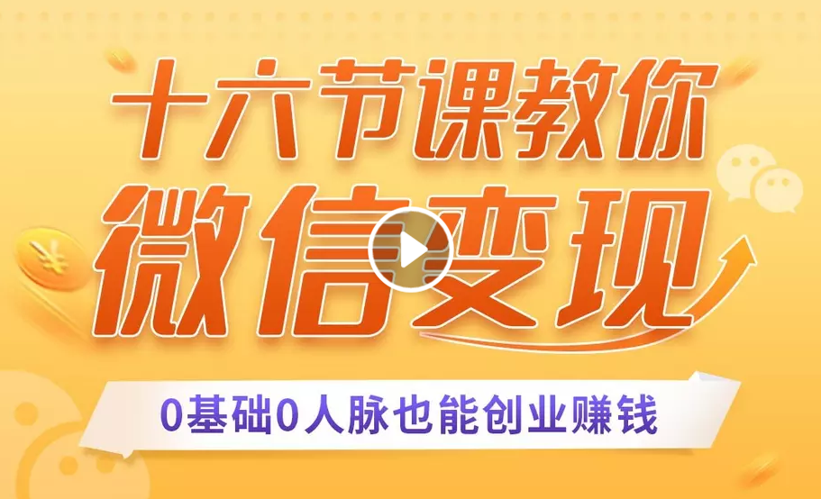 十六节课教你零基础微信变现，用单品打爆市场，每月收入超过10万+-电脑资源自留地