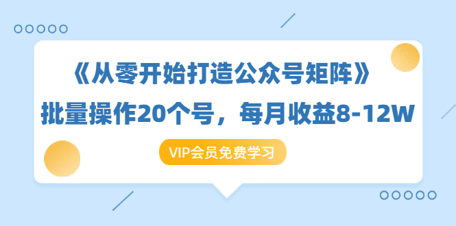 《从零开始打造公众号矩阵》批量操作20个号，每月收益大概8-12W（44节课）-电脑资源自留地