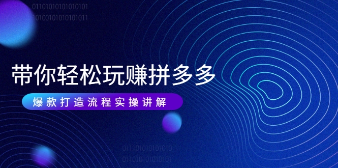 带你轻松玩赚拼多多：花的少 赚的多 爆款更简单 爆款打造流程实操讲解-电脑资源自留地