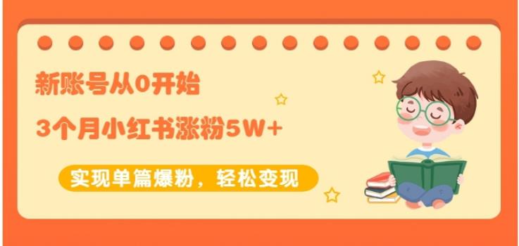生财小红书涨粉变现：新账号从0开始3个月小红书涨粉5W+实现单篇爆粉-电脑资源自留地