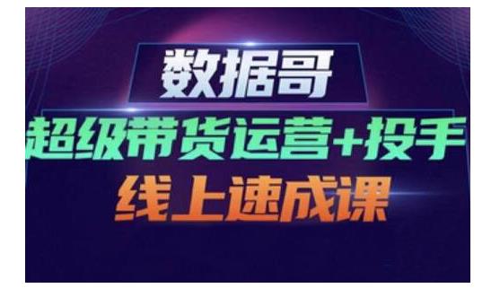数据哥·超级带货运营+投手线上速成课，快速提升运营和熟悉学会投手技巧-电脑资源自留地