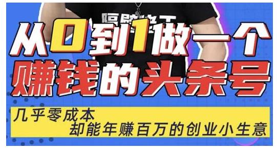 佬王·从0到1做一个赚钱的头条号，几乎零成本，却能年赚百万的创业项目-电脑资源自留地