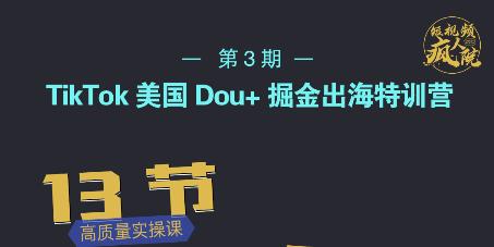 TikTok美国Dou+掘金出海特训营，美国dou+成功投放95%-电脑资源自留地