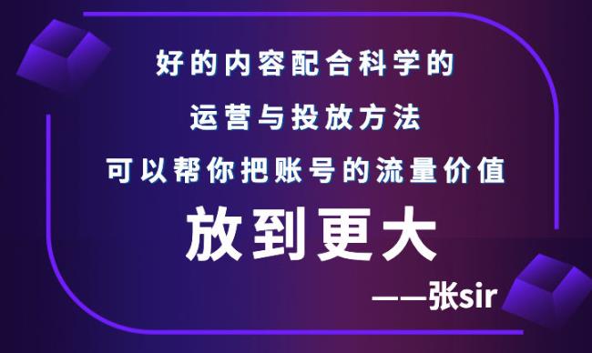 张sir账号流量增长课，告别海王流量，让你的流量更精准-电脑资源自留地