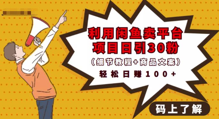 利用闲鱼卖平台项目课程资源日引流30+精准粉丝，轻松日赚100+，积累人脉可实现二次变-电脑资源自留地
