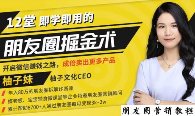 【营销必学】12堂学之即用的朋友圈掘金术：开启你的副业赚钱之路-电脑资源自留地