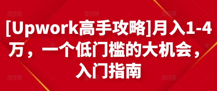 [Upwork高手攻略]月入1-4万，一个低门槛的大机会，入门指南-电脑资源自留地