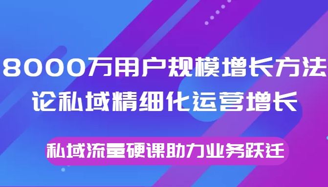 8000万用户规模增长方法论私域精细化运营增长，私域流量硬课助力业务跃迁-电脑资源自留地