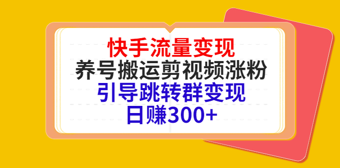 快手流量变现，养号搬运剪视频涨粉，引导跳转群变现日赚300+-电脑资源自留地
