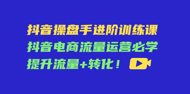 抖音操盘手进阶训练课：抖音电商流量运营必学，提升流量+转化-电脑资源自留地