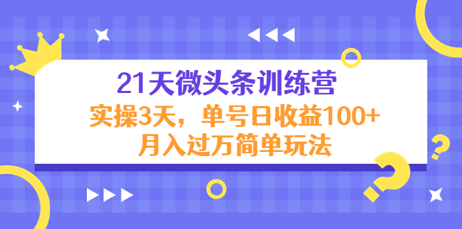 21天微头条训练营，实操3天，单号日收益100+月入过万简单玩法-电脑资源自留地