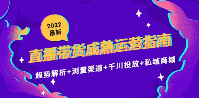 2022最新直播带货成熟运营指南3.0：趋势解析+浏量渠道+千川投放+私域商城-电脑资源自留地