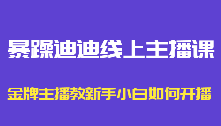 暴躁迪迪线上主播课，金牌主播教新手小白如何开播-电脑资源自留地