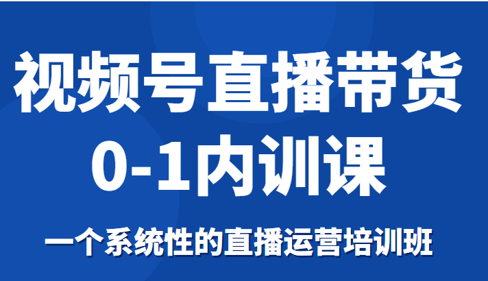 视频号直播带货0-1内训课，一个系统性的直播运营培训班-电脑资源自留地