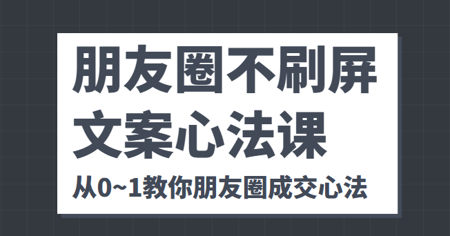 朋友圈不刷屏文案心法课 人人都要懂的商业逻辑 从0~1教你朋友圈成交心法-电脑资源自留地
