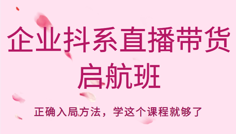 企业抖系直播带货启航班，正确入局方法，学这个课程就够了-电脑资源自留地