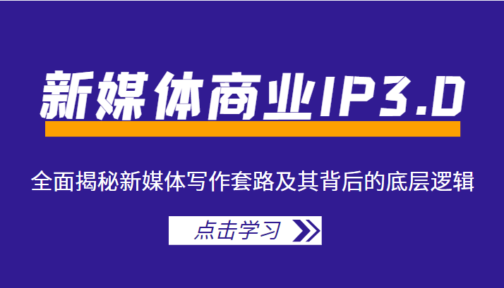 新媒体商业IP3.0，全面揭秘新媒体写作套路及其背后的底层逻辑（价值1299元）-电脑资源自留地