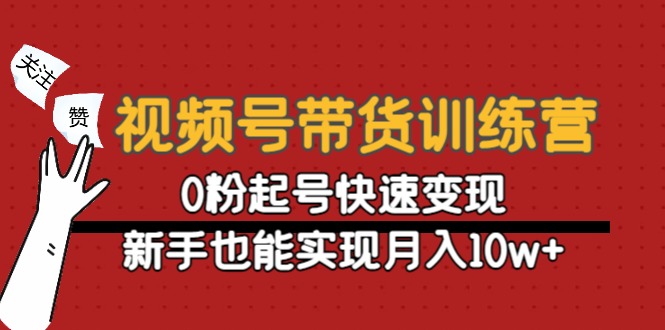 视频号带货训练营：0粉起号快速变现，新手也能实现月入10w+-电脑资源自留地