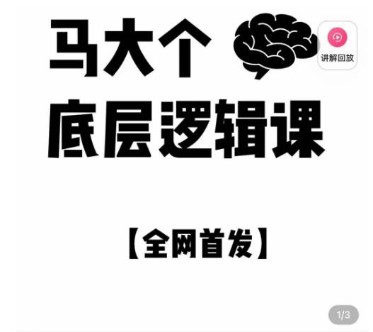 马大个·底层逻辑课，51节底层逻辑智慧课-价值1980元-电脑资源自留地