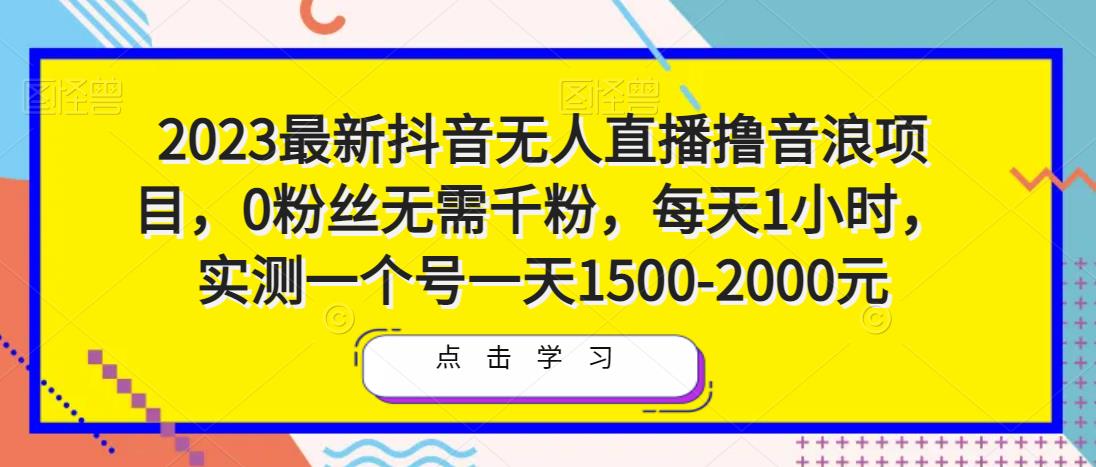 2023最新抖音无人直播撸音浪项目，0粉丝无需千粉，每天1小时，实测一个号一天1500-2000元-电脑资源自留地