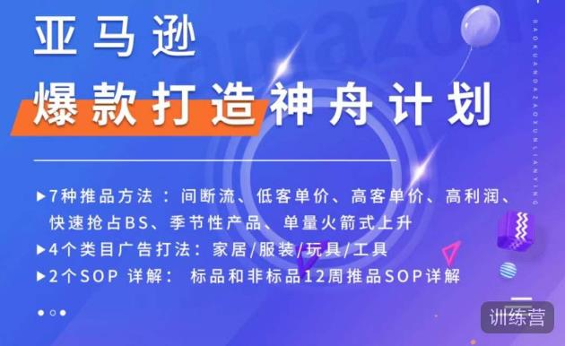 亚马逊爆款打造神舟计划，​7种推品方法，4个类目广告打法，2个SOP详解-电脑资源自留地