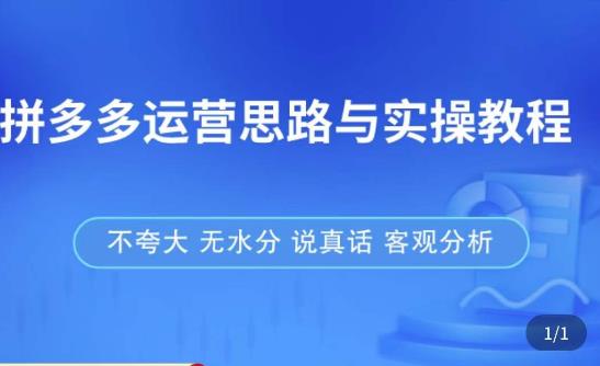 拼多多店铺运营思路与实操教程，快速学会拼多多开店和运营，少踩坑，多盈利-电脑资源自留地