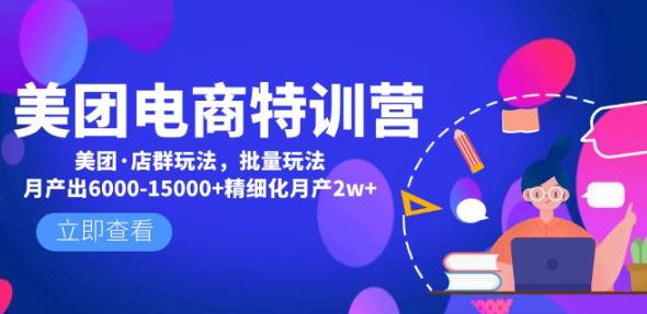 美团电商特训营：美团·店群玩法，无脑铺货月产出6000-15000+精细化月产2w+-电脑资源自留地