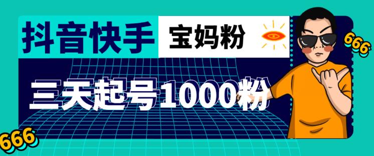 抖音快手三天起号涨粉1000宝妈粉丝的核心方法【详细玩法教程】-电脑资源自留地