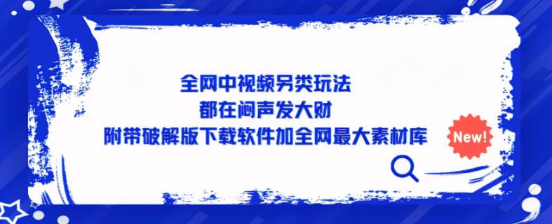 全网中视频另类玩法，都在闷声发大财，附带破解版下载软件加全网最大素材库-电脑资源自留地