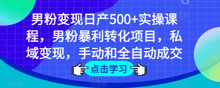 男粉变现日产500+实操课程，男粉暴利转化项目，私域变现，手动和全自动成交-电脑资源自留地