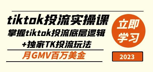 tiktok投流实操课：掌握tiktok投流底层逻辑+独家TK投流玩法月GMV百万美金-电脑资源自留地