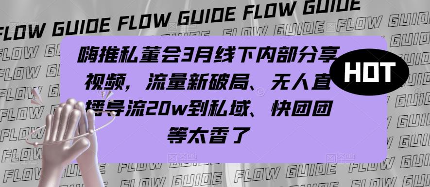 嗨推私董会3月线下内部分享视频，流量新破局、无人直播导流20w到私域、快团团等太香了-电脑资源自留地