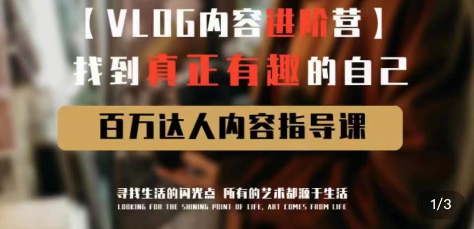 vlog内容进阶营，找到真正有趣的自己，百万达人内容指导课-电脑资源自留地