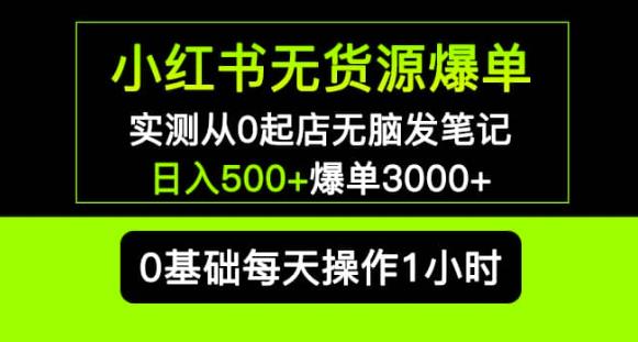 小红书无货源爆单实测从0起店无脑发笔记爆单3000+长期项目可多店-电脑资源自留地