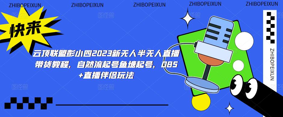 云顶联盟彭小四2023新无人半无人直播带货教程，自然流起号鱼塘起号，OBS+直播伴侣玩法-电脑资源自留地