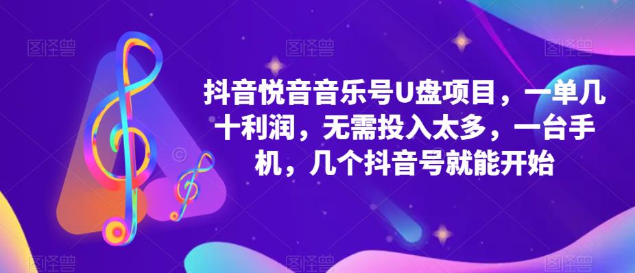 抖音音乐号U盘项目，一单几十利润，无需投入太多，一台手机，几个抖音号就能开始-电脑资源自留地