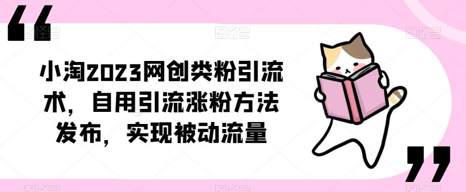​小淘2023网创类粉引流术，自用引流涨粉方法发布，实现被动流量-电脑资源自留地