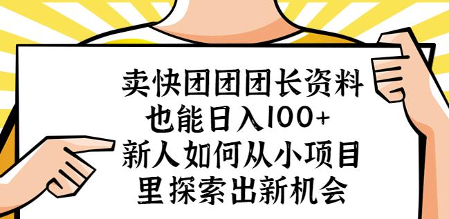 卖快团团团长资料也能日入100+新人如何从小项目里探索出新机会-电脑资源自留地
