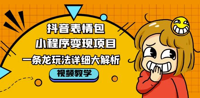 抖音表情包小程序变现项目，一条龙玩法详细大解析，视频版学习！-电脑资源自留地