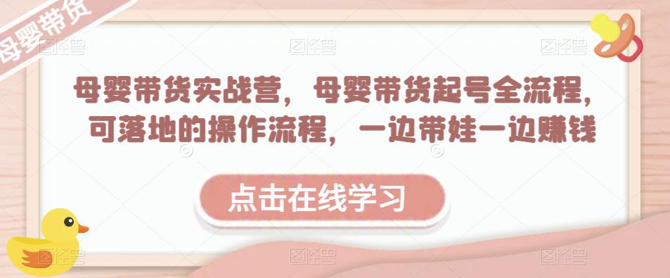母婴带货实战营，母婴带货起号全流程，可落地的操作流程，一边带娃一边赚钱（附素材）-电脑资源自留地