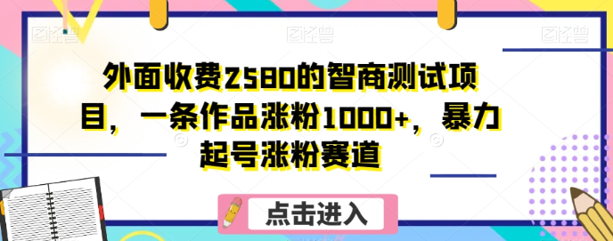 外面收费2580的智商测试项目，一条作品涨粉1000+，暴力起号涨粉赛道【揭秘】-电脑资源自留地