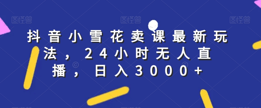 抖音小雪花卖课最新玩法，24小时无人直播，日入3000+【揭秘】-电脑资源自留地