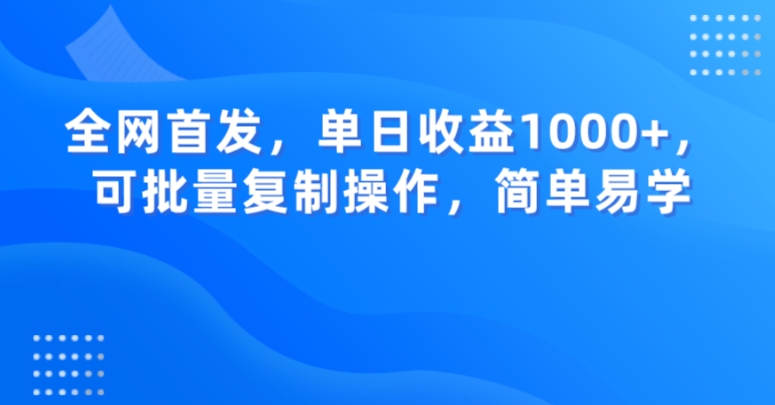 全网首发，单日收益1000+，可批量复制操作，简单易学【揭秘】-电脑资源自留地
