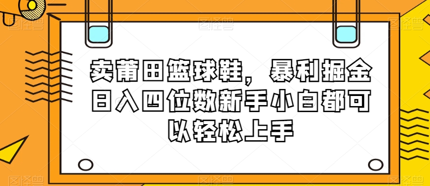 卖莆田篮球鞋，暴利掘金日入四位数新手小白都可以轻松上手【揭秘】-电脑资源自留地