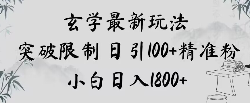 玄学新玩法，突破限制，日引100+精准粉，小白日入1800+【揭秘】-电脑资源自留地