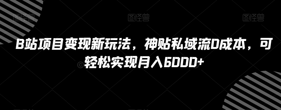 B站项目变现新玩法，神贴私域流0成本，可轻松实现月入6000+【揭秘】-电脑资源自留地