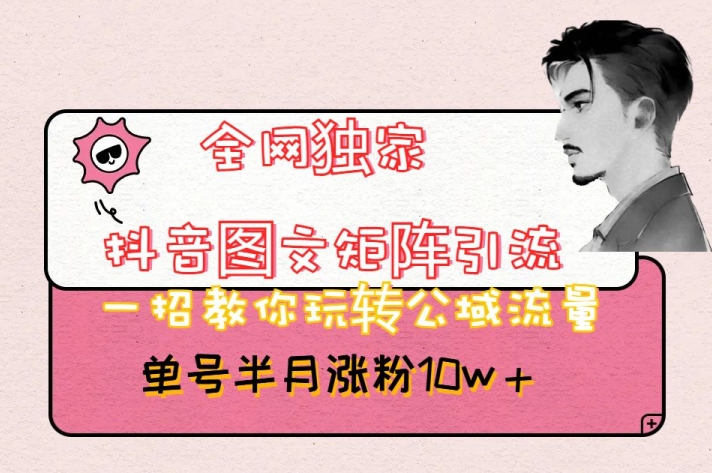 全网独家抖音图文矩阵引流，一招教你玩转公域流量，单号半月涨粉10w+【揭秘】-电脑资源自留地