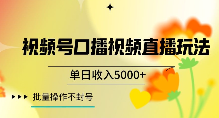 视频号囗播视频直播玩法，单日收入5000+，批量操作不封号【揭秘】-电脑资源自留地
