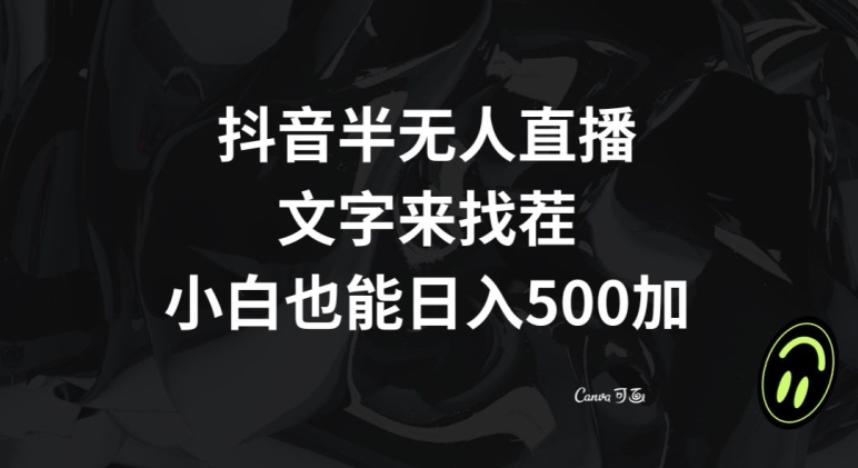 抖音半无人直播，文字来找茬小游戏，每天收益500+【揭秘】-电脑资源自留地